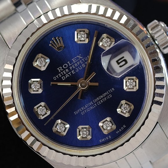 Rolex Datejust Factory Blue Diamond 26mm Watch-RARE - Picture 8 of 16